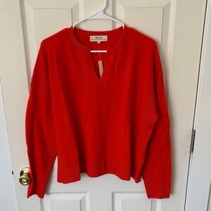 NWT Madewell 100% Cashmere V-Neck Orange Sweater (Size Women’s L)